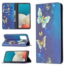 Gold Butterfly Slim Magnetic Attraction Wallet Flip Cover for Samsung Galaxy A53 5G