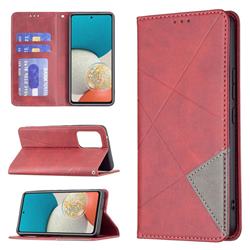 Prismatic Slim Magnetic Sucking Stitching Wallet Flip Cover for Samsung Galaxy A53 5G - Red