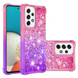 Rainbow Gradient Liquid Glitter Quicksand Sequins Phone Case for Samsung Galaxy A53 5G - Pink Purple