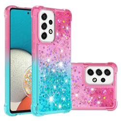 Rainbow Gradient Liquid Glitter Quicksand Sequins Phone Case for Samsung Galaxy A53 5G - Pink Blue