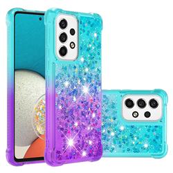 Rainbow Gradient Liquid Glitter Quicksand Sequins Phone Case for Samsung Galaxy A53 5G - Blue Purple
