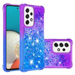 Rainbow Gradient Liquid Glitter Quicksand Sequins Phone Case for Samsung Galaxy A53 5G - Purple Blue