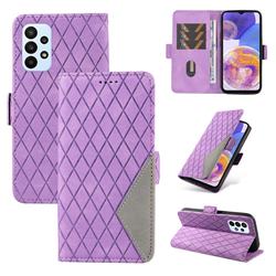 Grid Pattern Splicing Protective Wallet Case Cover for Samsung Galaxy A53 5G - Purple