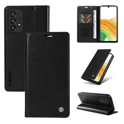 YIKATU Litchi Card Magnetic Automatic Suction Leather Flip Cover for Samsung Galaxy A53 5G - Black
