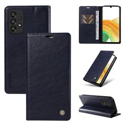 YIKATU Litchi Card Magnetic Automatic Suction Leather Flip Cover for Samsung Galaxy A53 5G - Navy Blue
