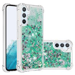 Dynamic Liquid Glitter Sand Quicksand TPU Case for Samsung Galaxy A54 5G - Green Love Heart