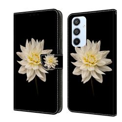 White Flower Crystal PU Leather Protective Wallet Case Cover for Samsung Galaxy A54 5G
