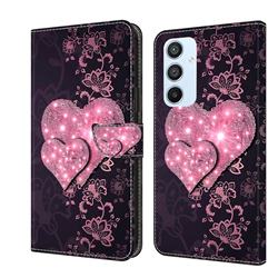 Lace Heart Crystal PU Leather Protective Wallet Case Cover for Samsung Galaxy A54 5G
