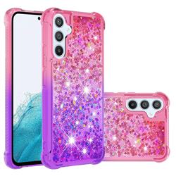 Rainbow Gradient Liquid Glitter Quicksand Sequins Phone Case for Samsung Galaxy A54 5G - Pink Purple