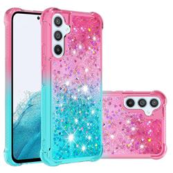 Rainbow Gradient Liquid Glitter Quicksand Sequins Phone Case for Samsung Galaxy A54 5G - Pink Blue