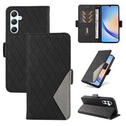 Grid Pattern Splicing Protective Wallet Case Cover for Samsung Galaxy A54 5G - Black