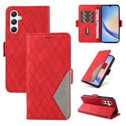 Grid Pattern Splicing Protective Wallet Case Cover for Samsung Galaxy A54 5G - Red