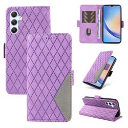 Grid Pattern Splicing Protective Wallet Case Cover for Samsung Galaxy A54 5G - Purple
