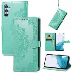 Embossing Imprint Mandala Flower Leather Wallet Case for Samsung Galaxy A54 5G - Green