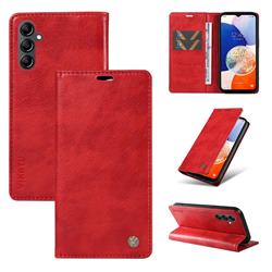 YIKATU Litchi Card Magnetic Automatic Suction Leather Flip Cover for Samsung Galaxy A54 5G - Bright Red