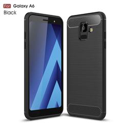 Luxury Carbon Fiber Brushed Wire Drawing Silicone TPU Back Cover for Samsung Galaxy A6 (2018) - Black