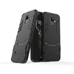 Armor Premium Tactical Grip Kickstand Shockproof Dual Layer Rugged Hard Cover for Samsung Galaxy A6 (2018) - Black