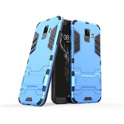 Armor Premium Tactical Grip Kickstand Shockproof Dual Layer Rugged Hard Cover for Samsung Galaxy A6 (2018) - Light Blue