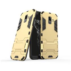 Armor Premium Tactical Grip Kickstand Shockproof Dual Layer Rugged Hard Cover for Samsung Galaxy A6 (2018) - Golden