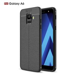 Luxury Auto Focus Litchi Texture Silicone TPU Back Cover for Samsung Galaxy A6 (2018) - Black