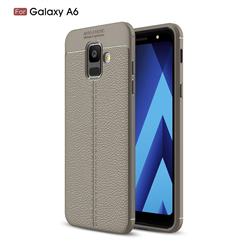 Luxury Auto Focus Litchi Texture Silicone TPU Back Cover for Samsung Galaxy A6 (2018) - Gray