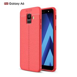 Luxury Auto Focus Litchi Texture Silicone TPU Back Cover for Samsung Galaxy A6 (2018) - Red