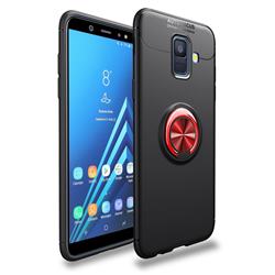 Auto Focus Invisible Ring Holder Soft Phone Case for Samsung Galaxy A6 (2018) - Black Red