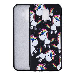 Rainbow Unicorn 3D Embossed Relief Black Soft Back Cover for Samsung Galaxy A6 (2018)