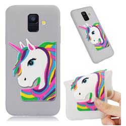 Rainbow Unicorn Soft 3D Silicone Case for Samsung Galaxy A6 (2018) - Translucent White
