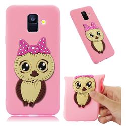 Bowknot Girl Owl Soft 3D Silicone Case for Samsung Galaxy A6 (2018) - Pink