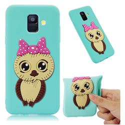 Bowknot Girl Owl Soft 3D Silicone Case for Samsung Galaxy A6 (2018) - Sky Blue