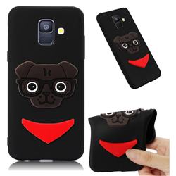 Glasses Dog Soft 3D Silicone Case for Samsung Galaxy A6 (2018) - Black