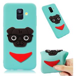 Glasses Dog Soft 3D Silicone Case for Samsung Galaxy A6 (2018) - Sky Blue