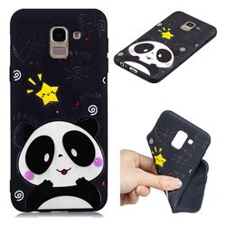 Cute Bear 3D Embossed Relief Black TPU Cell Phone Back Cover for Samsung Galaxy A6 (2018)