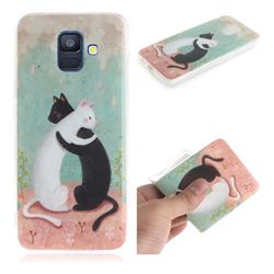 Black and White Cat IMD Soft TPU Cell Phone Back Cover for Samsung Galaxy A6 (2018)