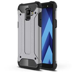 King Kong Armor Premium Shockproof Dual Layer Rugged Hard Cover for Samsung Galaxy A6 (2018) - Silver Grey