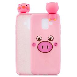 Small Pink Pig Soft 3D Climbing Doll Soft Case for Samsung Galaxy A6 (2018)