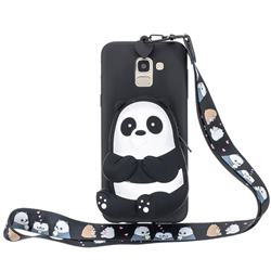 Cute Panda Neck Lanyard Zipper Wallet Silicone Case for Samsung Galaxy A6 (2018)