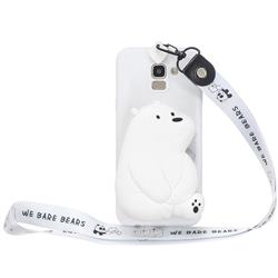 White Polar Bear Neck Lanyard Zipper Wallet Silicone Case for Samsung Galaxy A6 (2018)