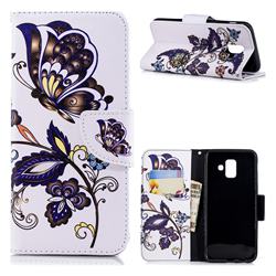 Butterflies and Flowers Leather Wallet Case for Samsung Galaxy A6 (2018)