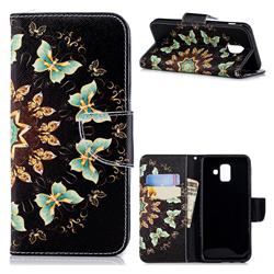 Circle Butterflies Leather Wallet Case for Samsung Galaxy A6 (2018)