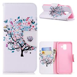 Colorful Tree Leather Wallet Case for Samsung Galaxy A6 (2018)