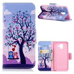 Tree and Owls Leather Wallet Case for Samsung Galaxy A6 (2018)