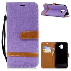 Jeans Cowboy Denim Leather Wallet Case for Samsung Galaxy A6 (2018) - Purple