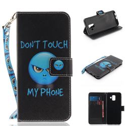 Not Touch My Phone Hand Strap Leather Wallet Case for Samsung Galaxy A6 (2018)