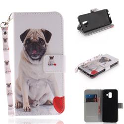 Pug Dog Hand Strap Leather Wallet Case for Samsung Galaxy A6 (2018)