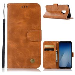 Luxury Retro Leather Wallet Case for Samsung Galaxy A6 (2018) - Golden