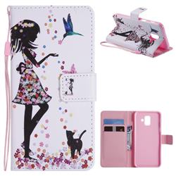 Petals and Cats PU Leather Wallet Case for Samsung Galaxy A6 (2018)