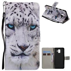 White Leopard PU Leather Wallet Case for Samsung Galaxy A6 (2018)
