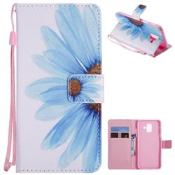 Blue Sunflower PU Leather Wallet Case for Samsung Galaxy A6 (2018)